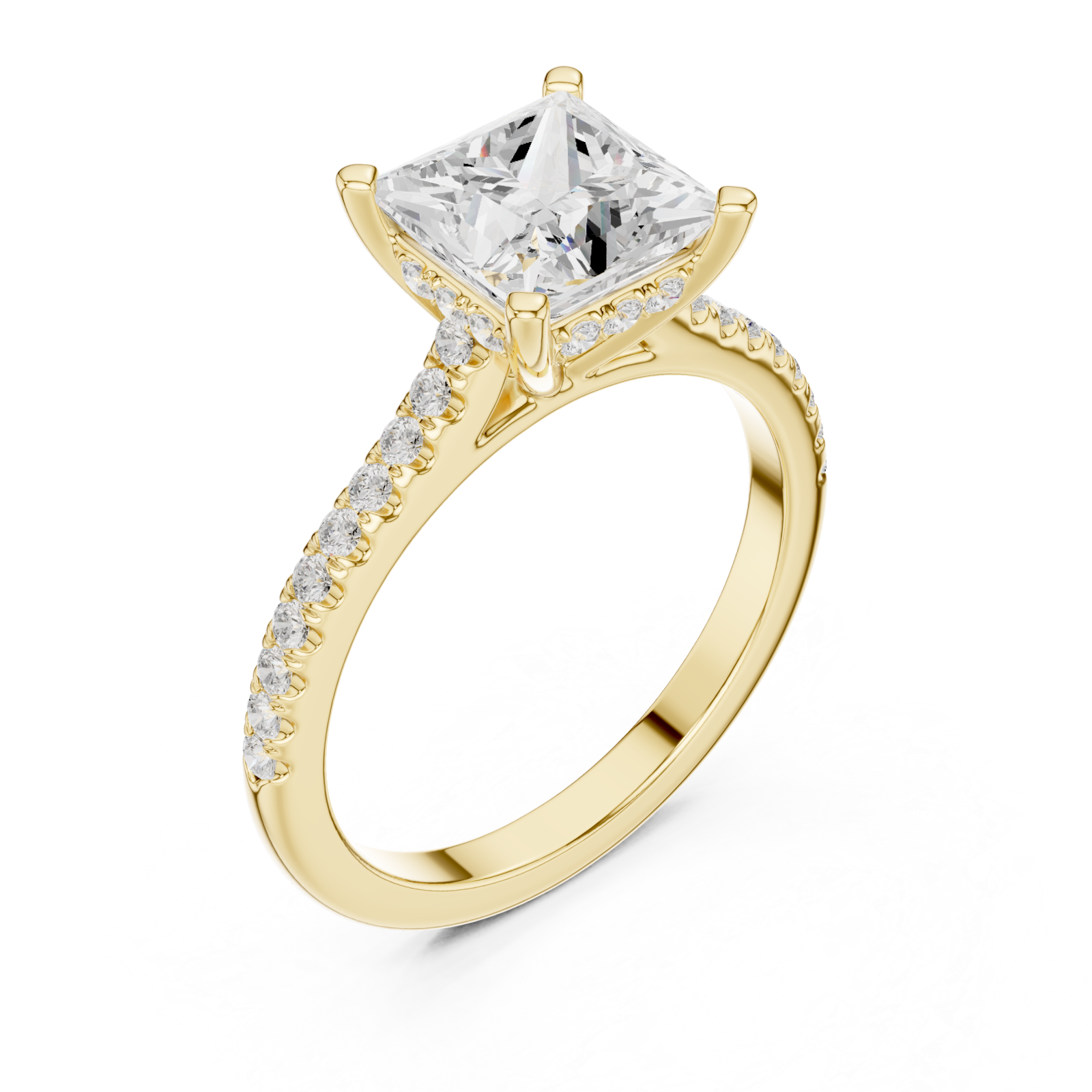 Gold Celestial Embrace Petite Solitaire Elegance Ring Right View