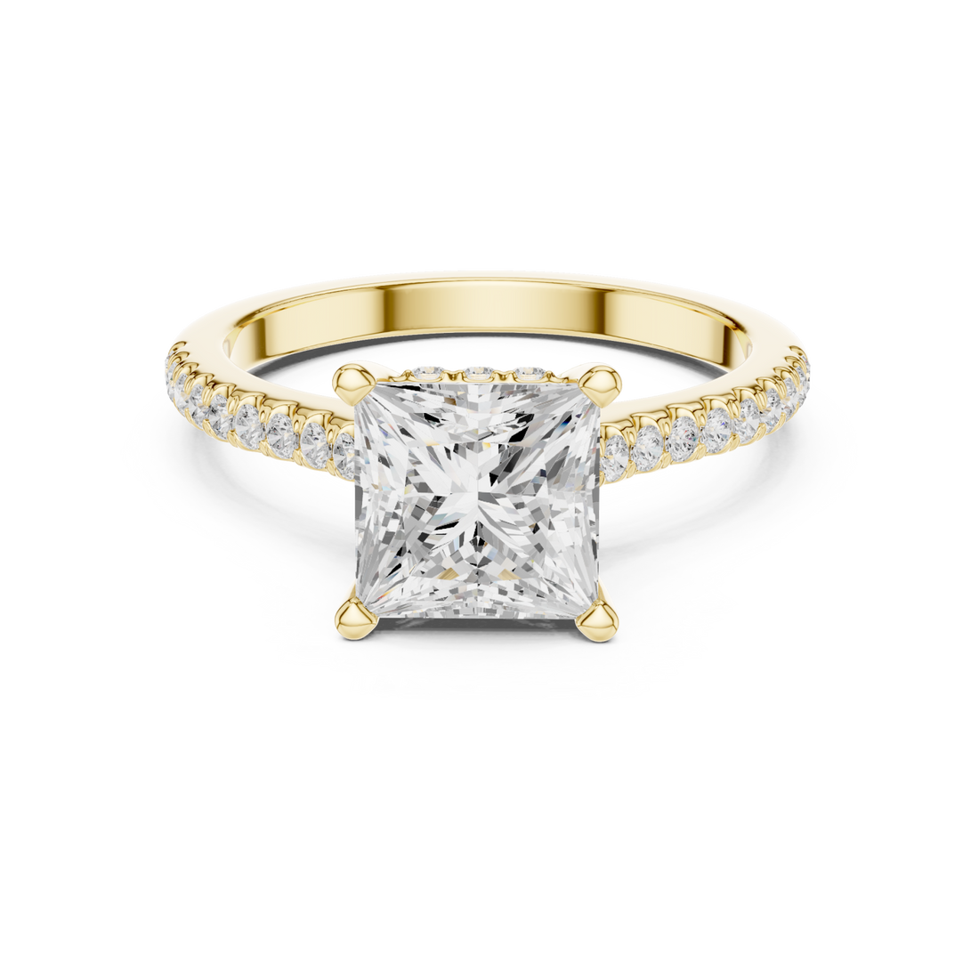 Gold Celestial Embrace Petite Solitaire Elegance Ring Right View