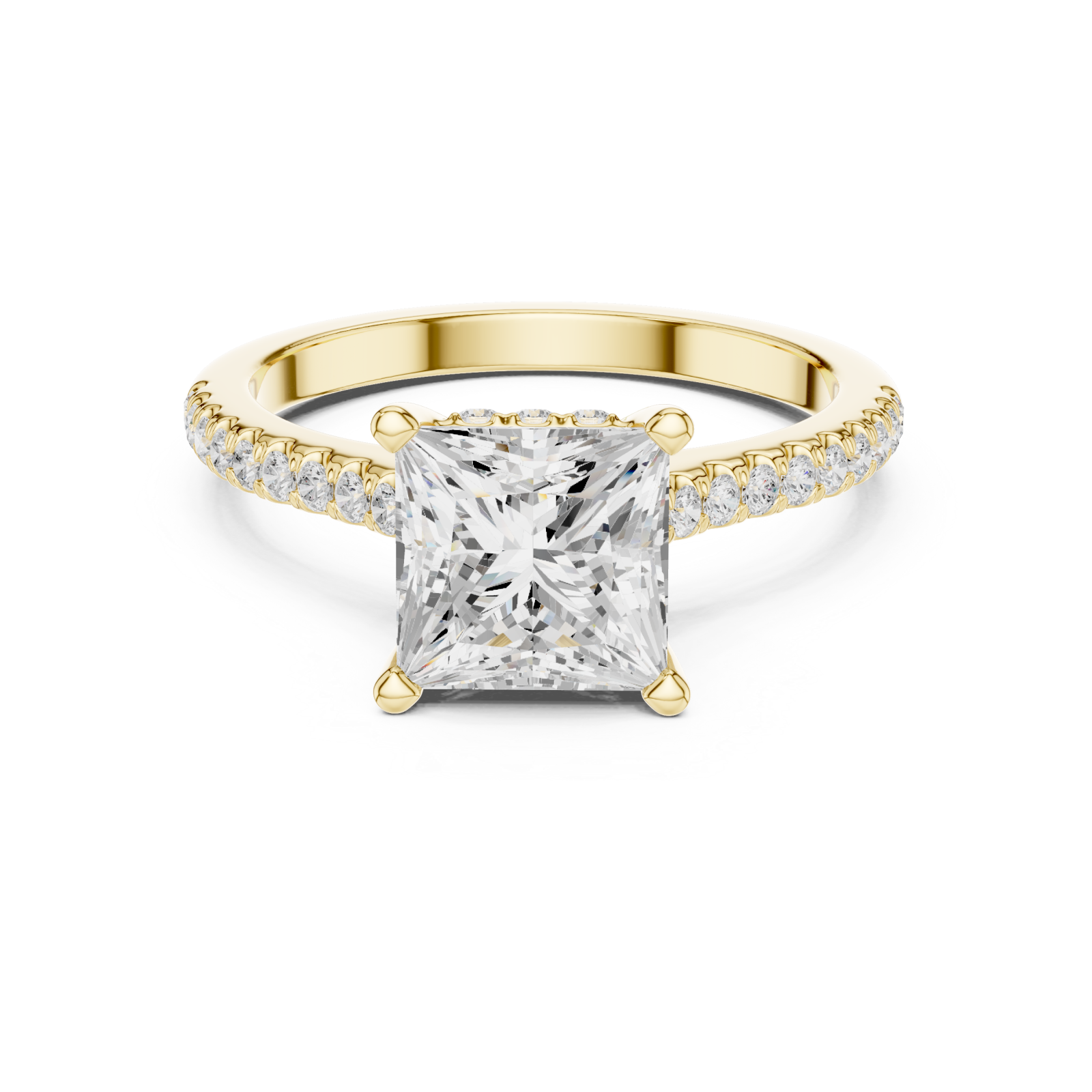  Gold Celestial Embrace Petite Solitaire Elegance Ring Front View