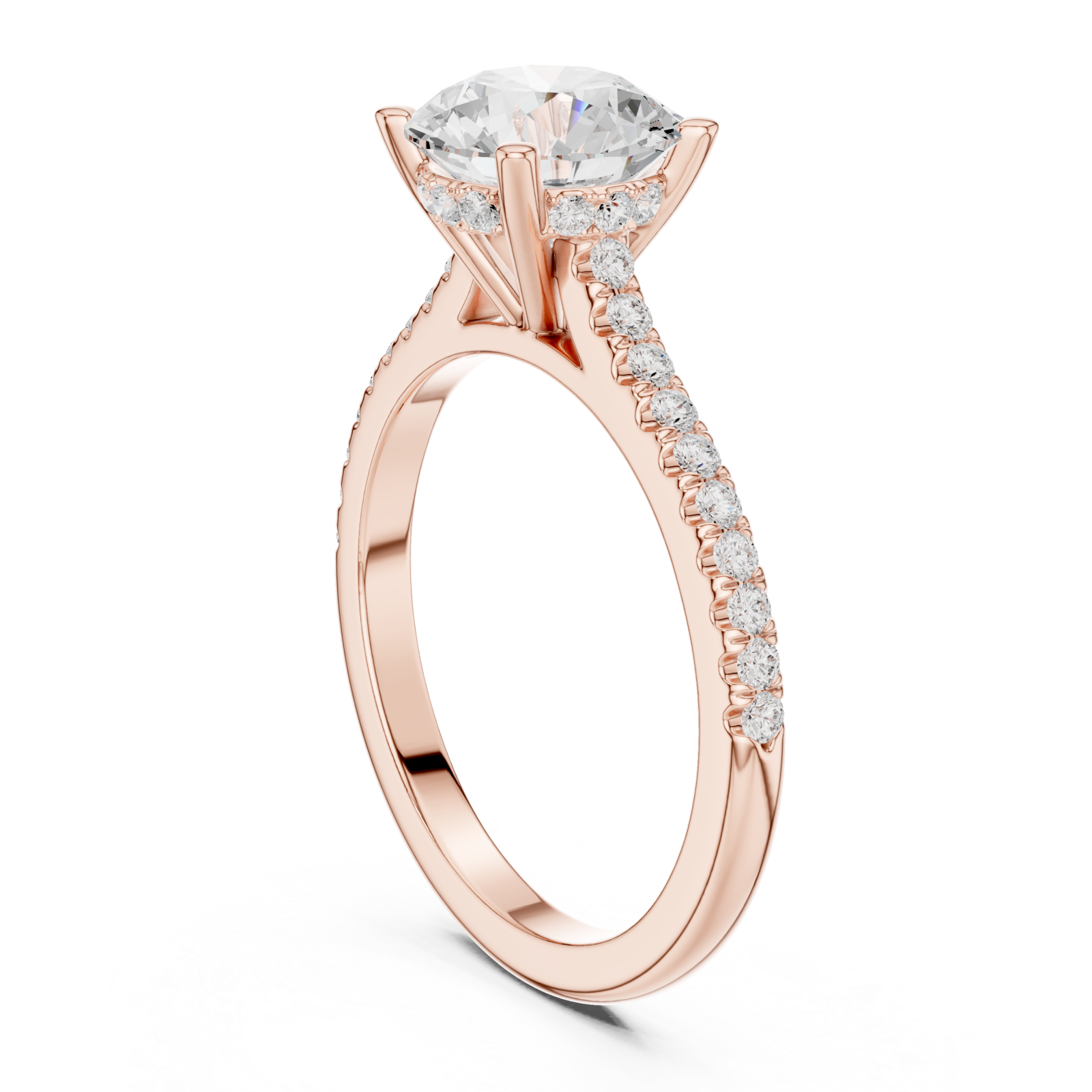  Rose Gold Opulent Whisper Pavé Accented Promise Ring Left View