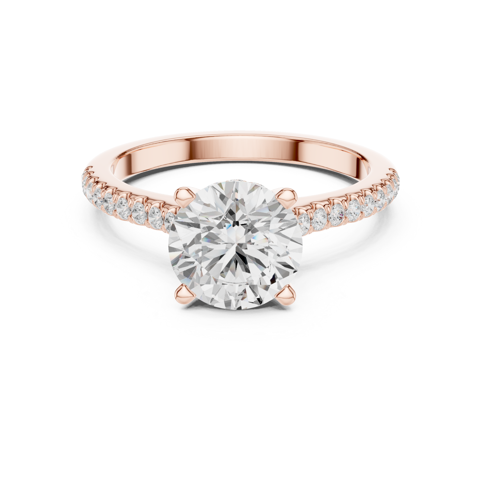 Rose Gold Opulent Whisper Pavé Accented Promise Ring Front View