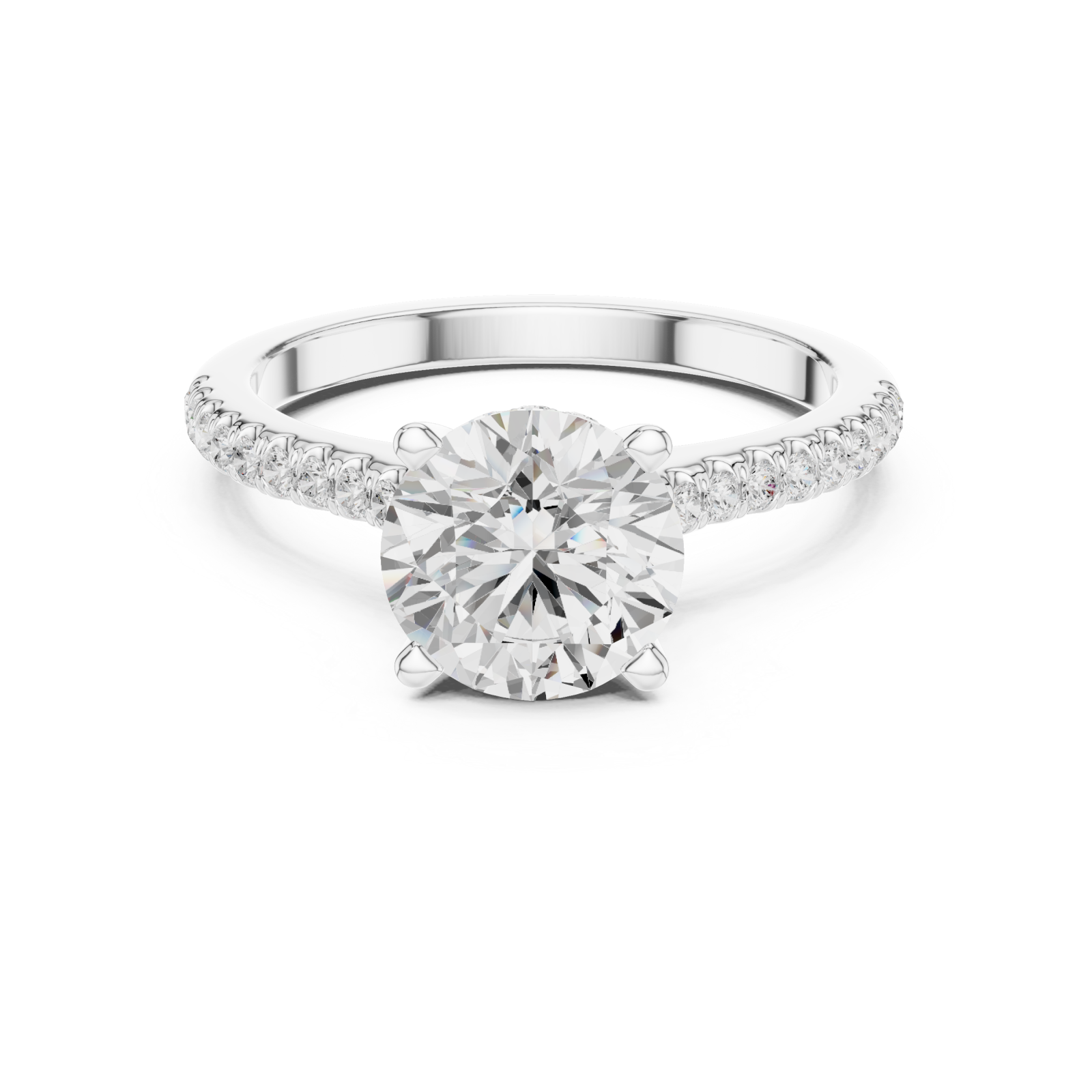  White Gold Opulent Whisper Pavé Accented Promise Ring Front View