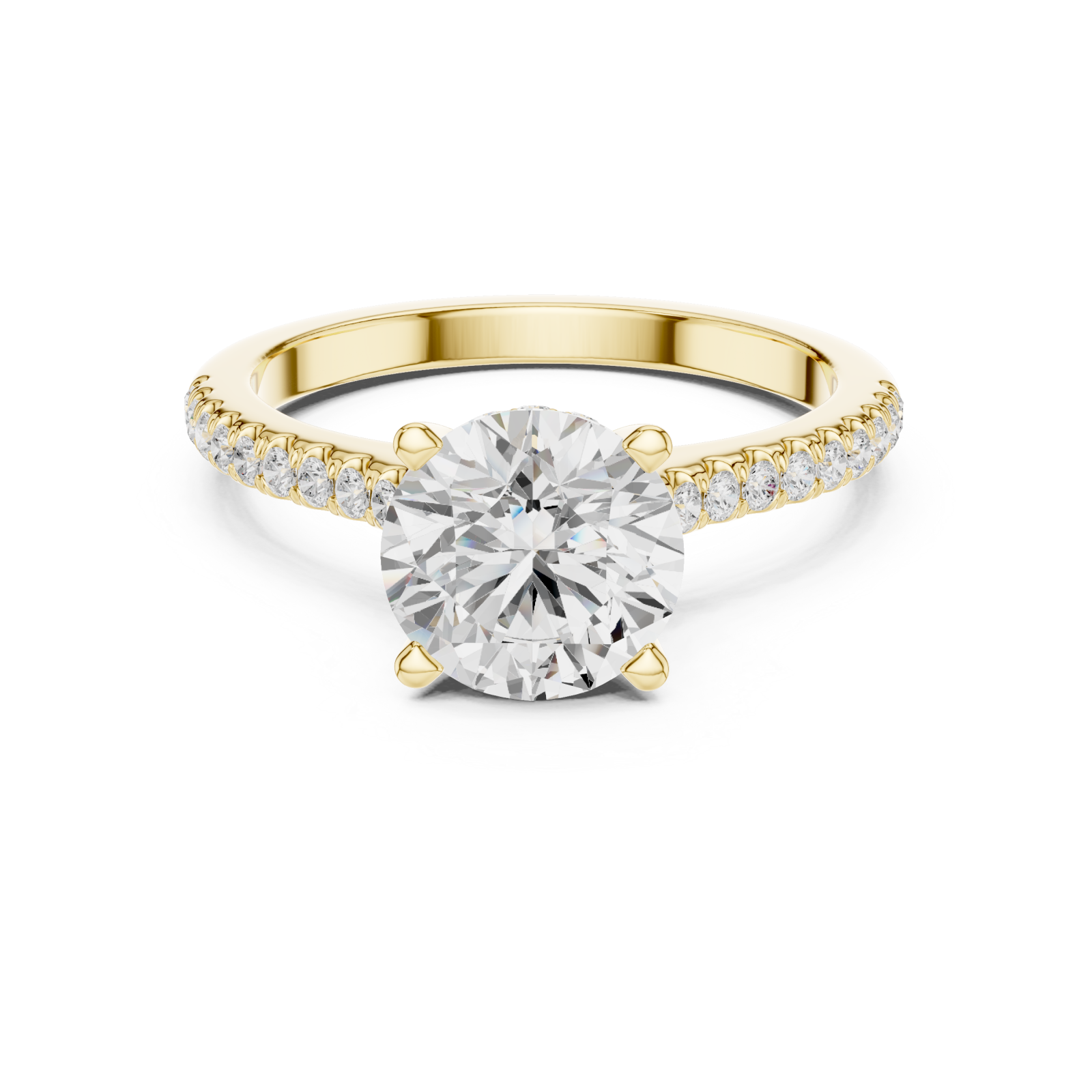 Gold Opulent Whisper Pavé Accented Promise Ring Front View