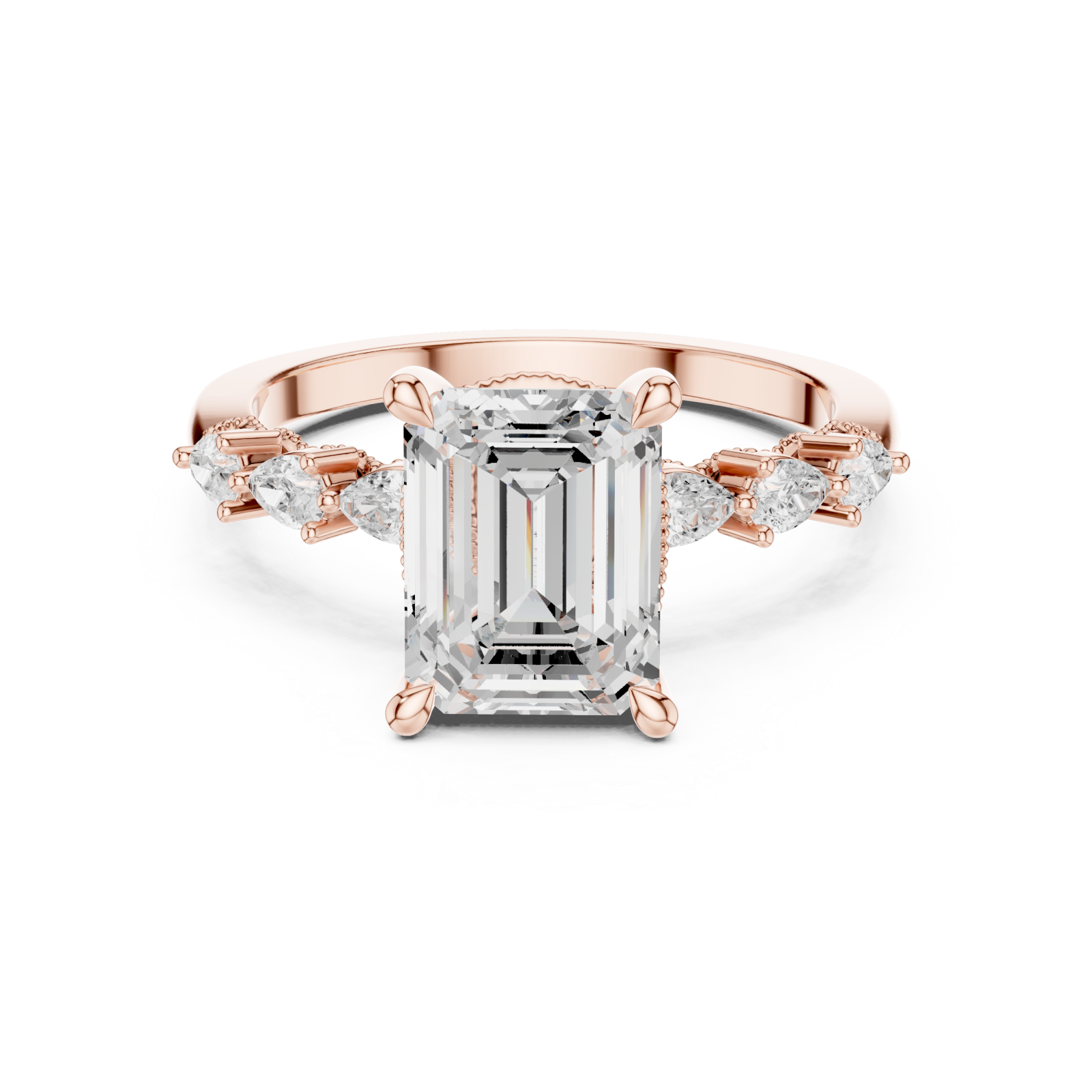  Rose Gold Grandeur Classic Step Ring Front View
