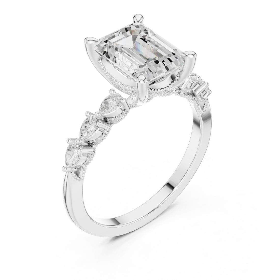  White Gold Grandeur Classic Step Ring Right View