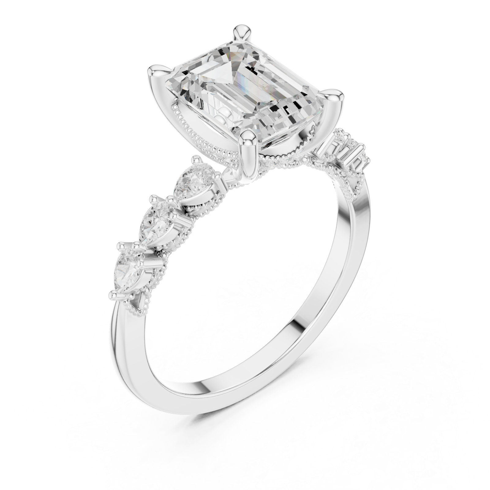  White Gold Grandeur Classic Step Ring Right View