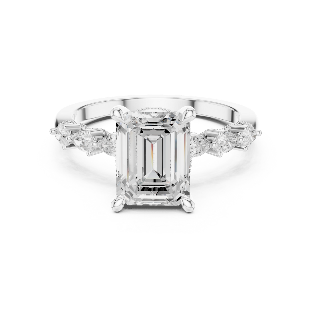  White Gold Grandeur Classic Step Ring Right View