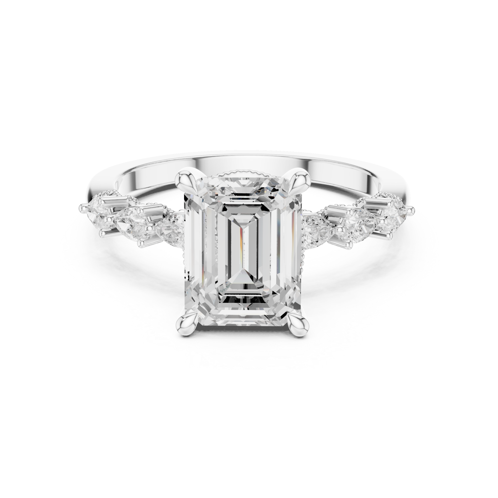  White Gold Grandeur Classic Step Ring Front View