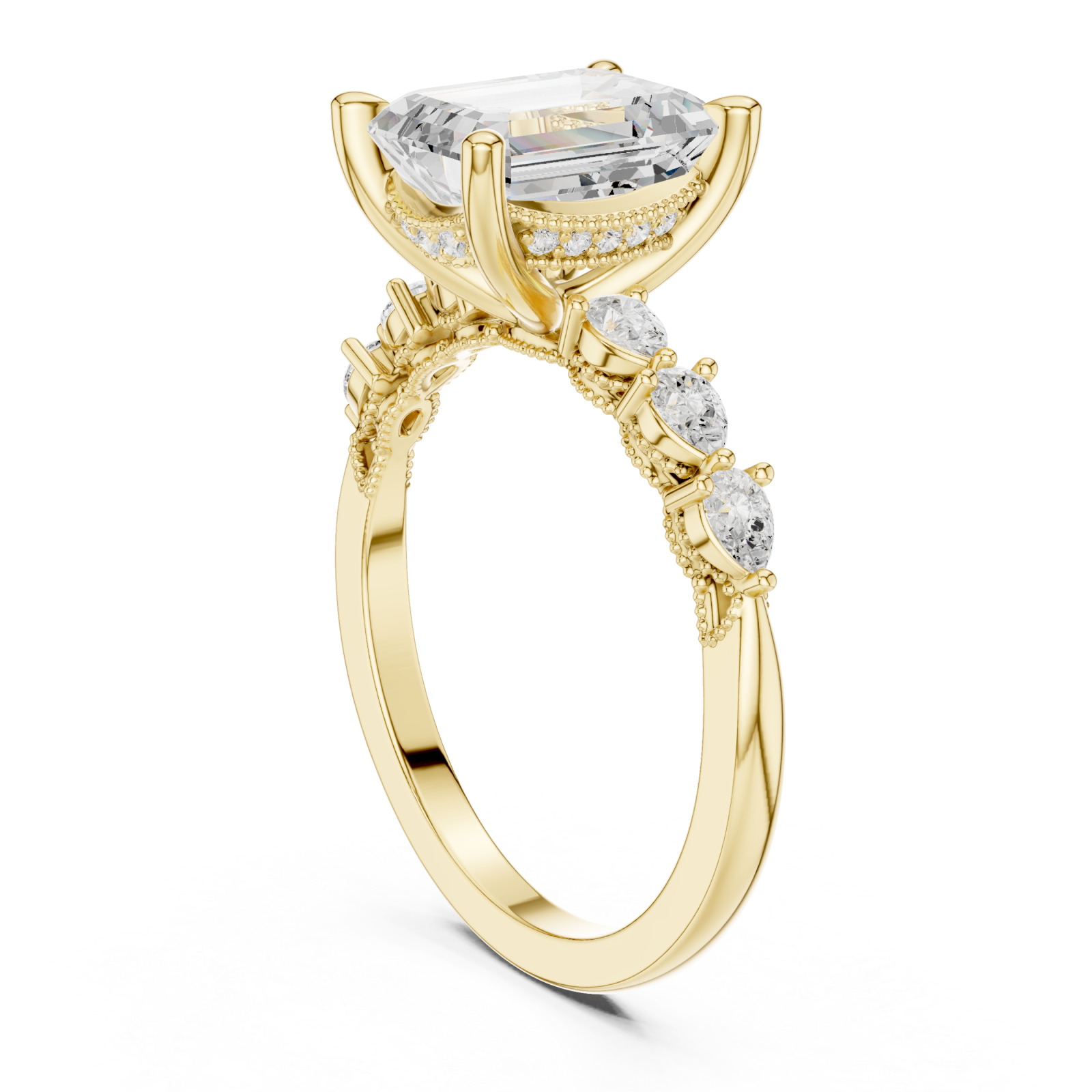  Gold Grandeur Classic Step Ring Left View