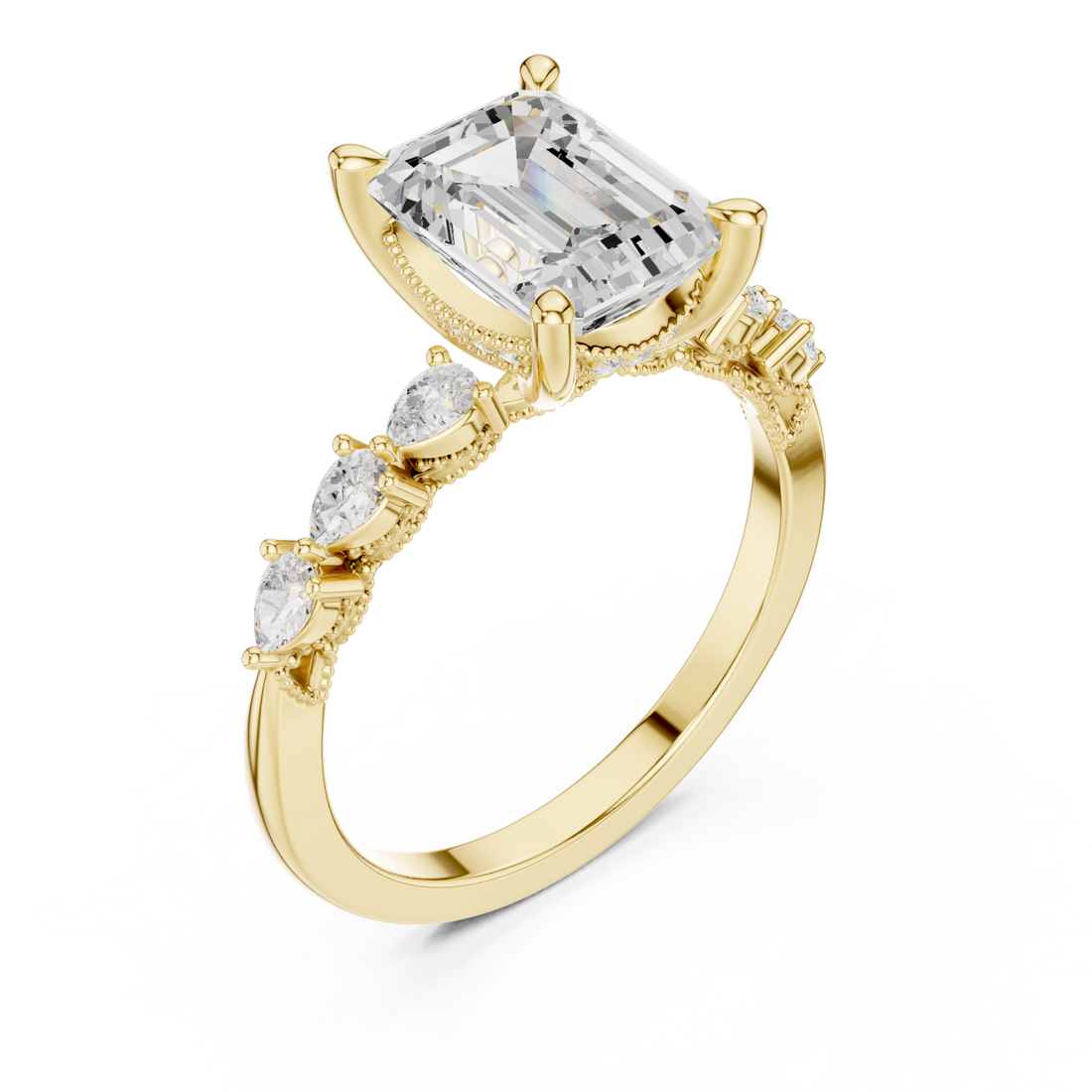 Gold Grandeur Classic Step Ring Right View