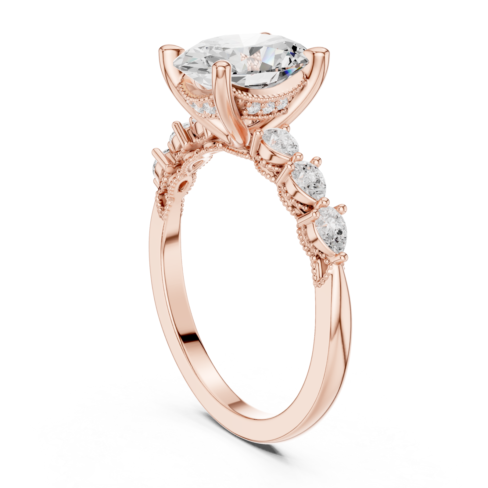  Rose Gold Graceful Quartet Elegance Ring Left View