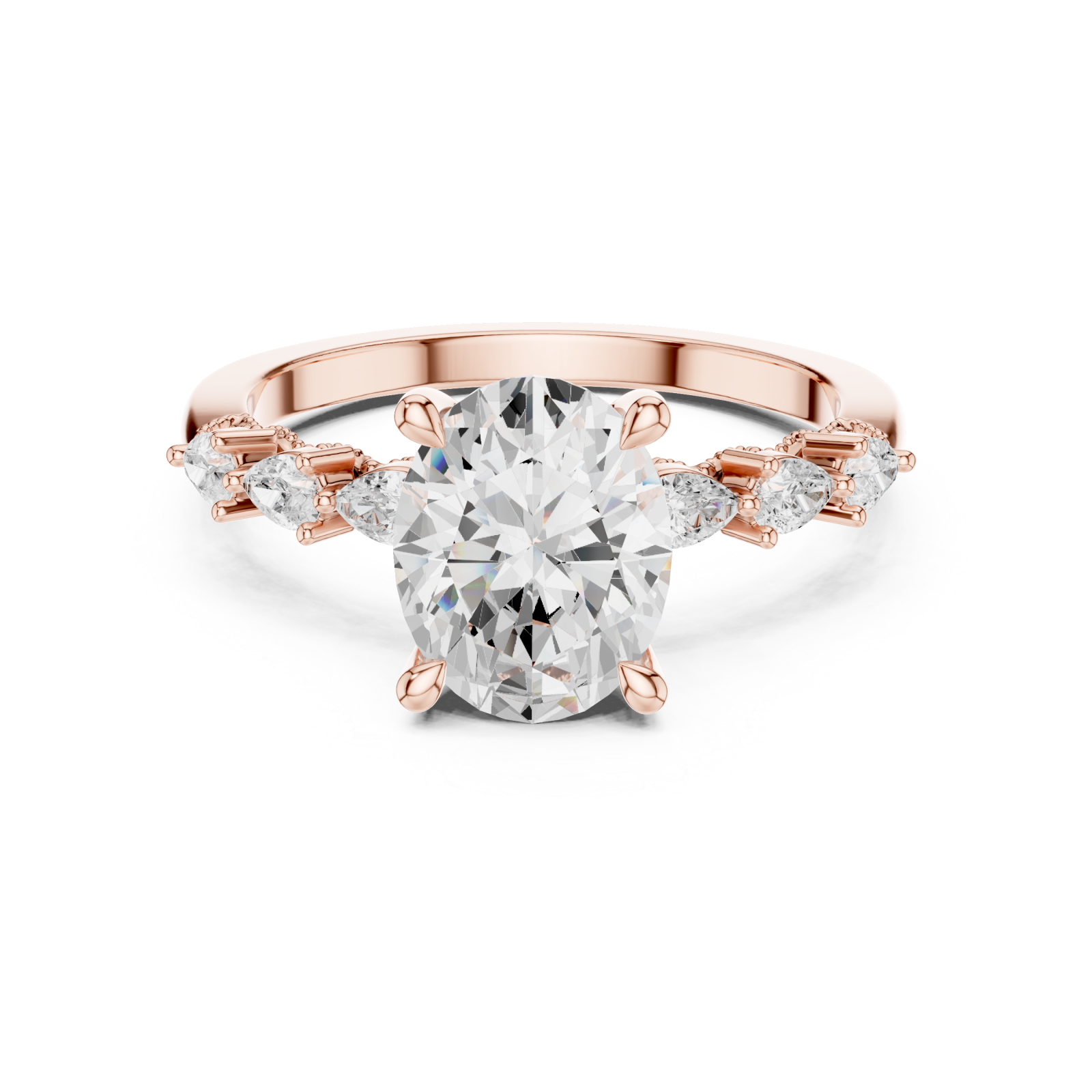  Rose Gold Graceful Quartet Elegance Ring Front View