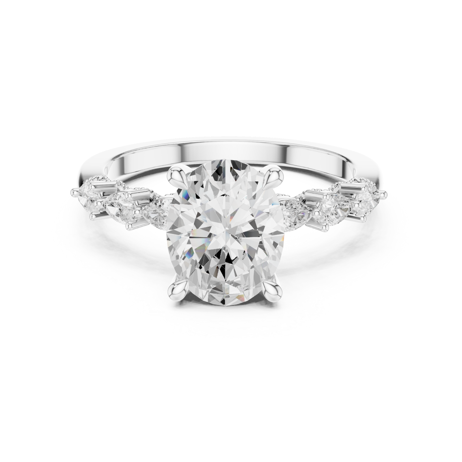  White Gold Graceful Quartet Elegance Ring Front View