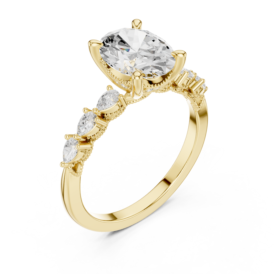 Gold Graceful Quartet Elegance Ring Right View