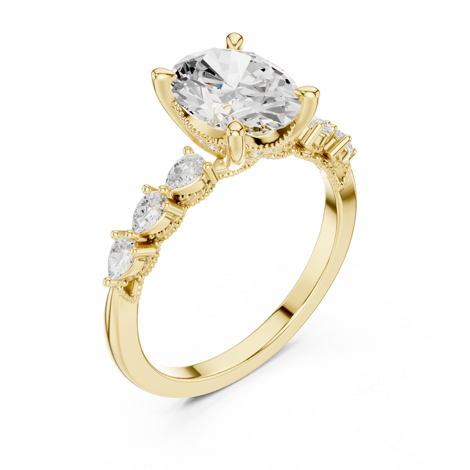 Gold Graceful Quartet Elegance Ring Right View