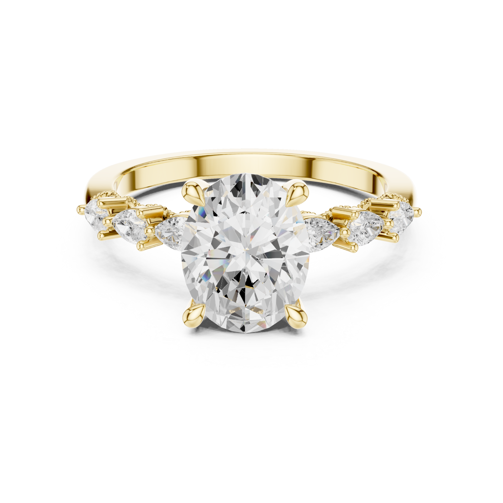  Gold Graceful Quartet Elegance Ring Front View
