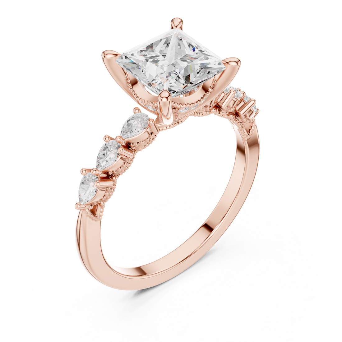  Rose Gold Radiance Crest Trio Band Ring Right View