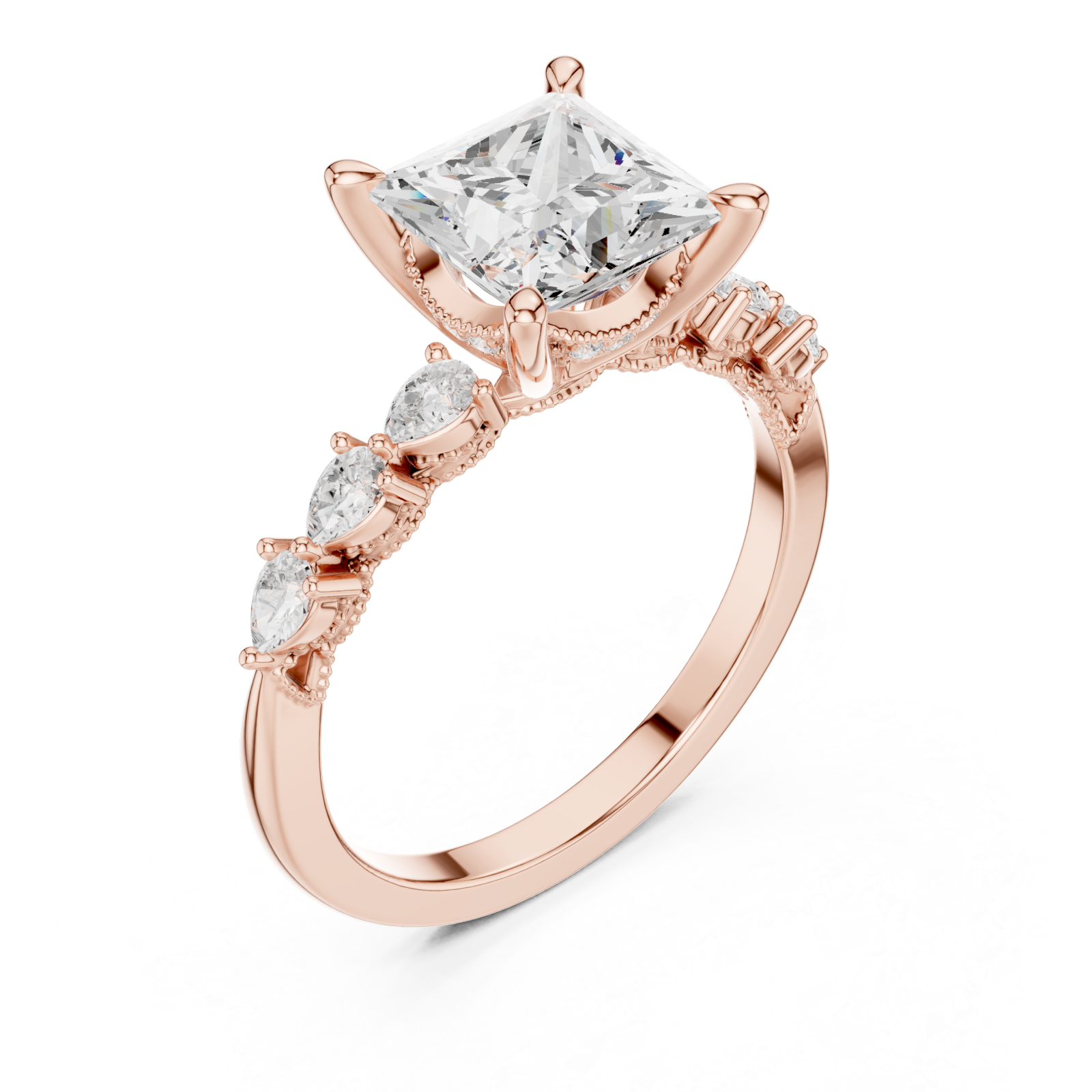  Rose Gold Radiance Crest Trio Band Ring Right View