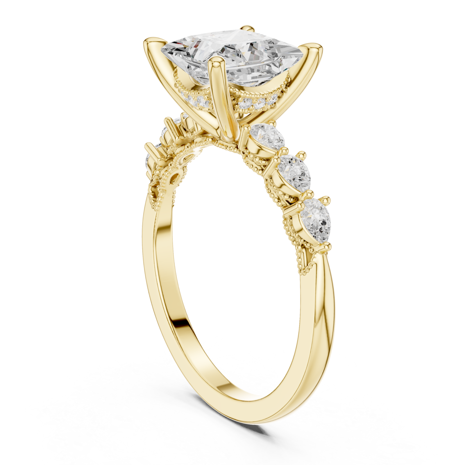  Gold Radiance Crest Trio Band Ring Left View