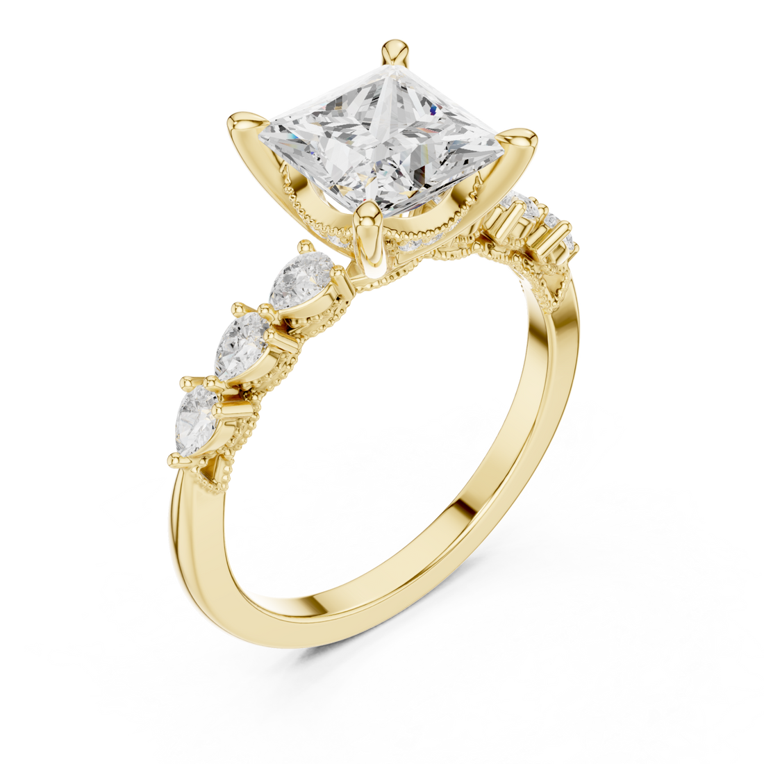Gold Radiance Crest Trio Band Ring Right View