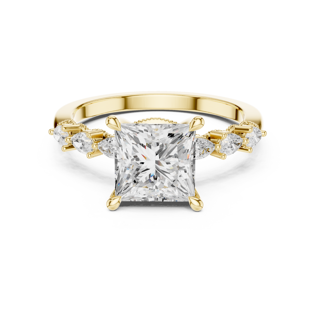 Gold Radiance Crest Trio Band Ring Right View