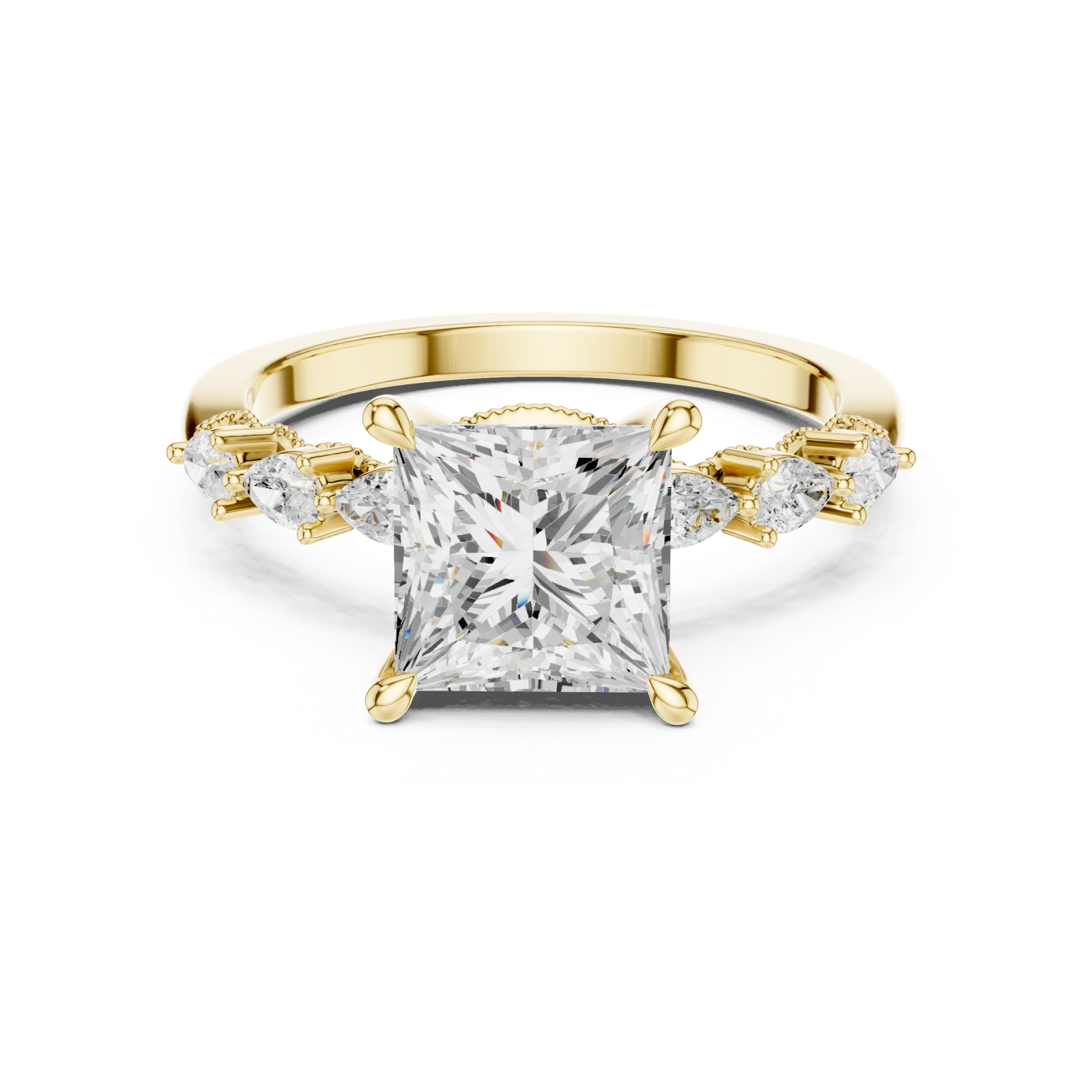  Gold Radiance Crest Trio Band Ring Front View