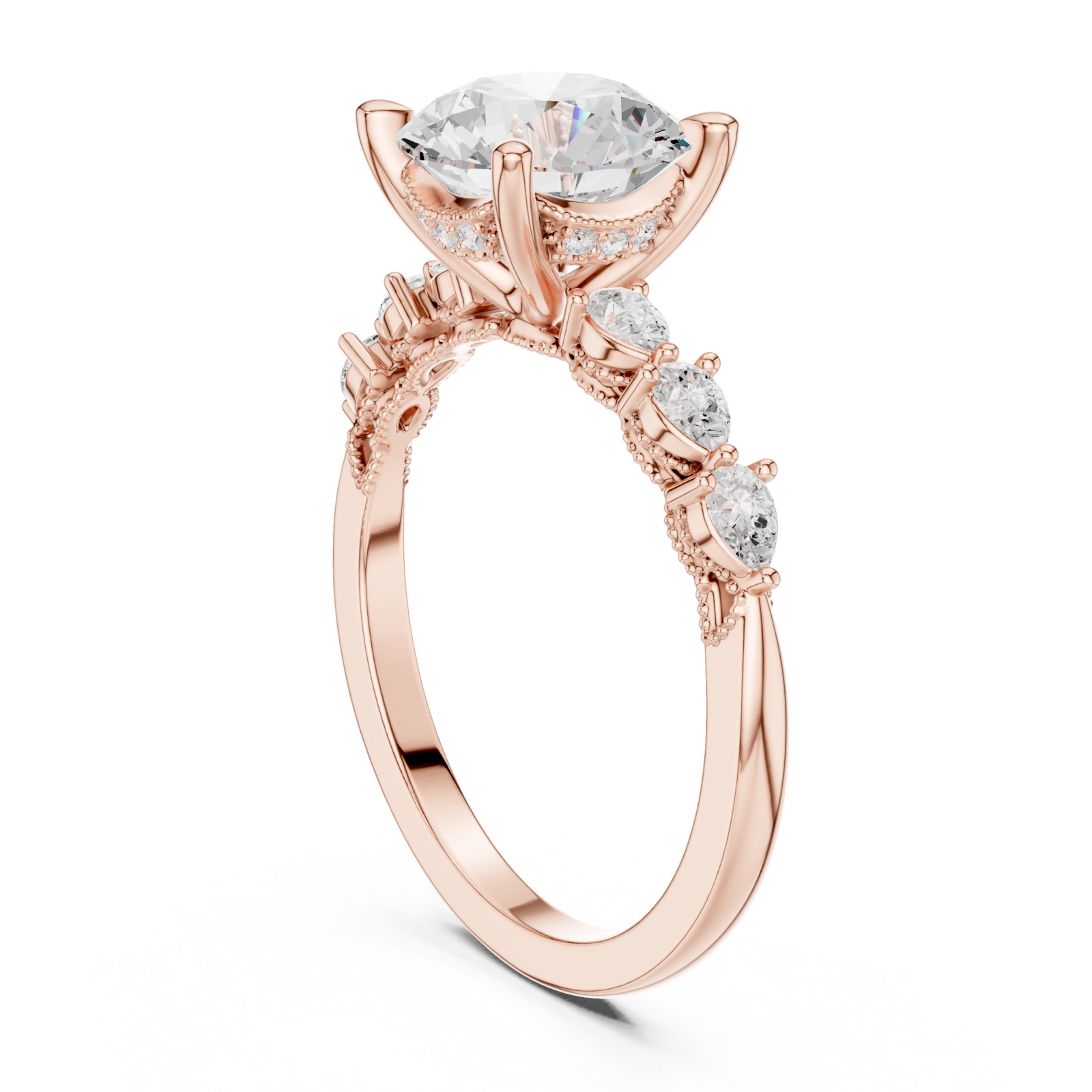  Rose Gold Opulent Mirage Engagement Ring Left View