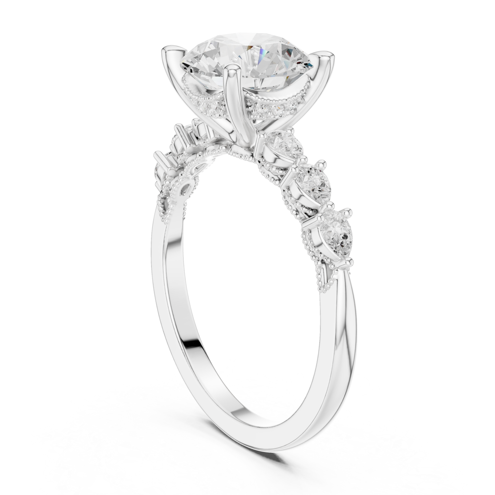  White Gold Opulent Mirage Engagement Ring Left View