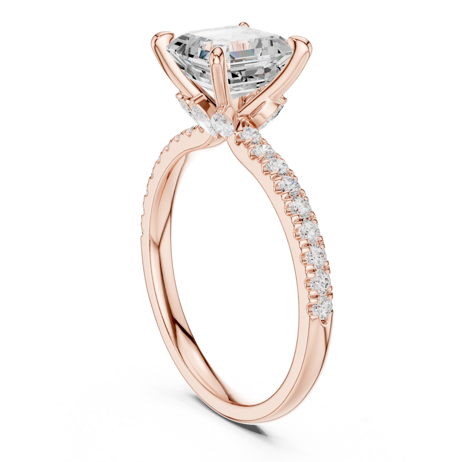  Rose Gold Graceful Allure Radiant Ring Left View