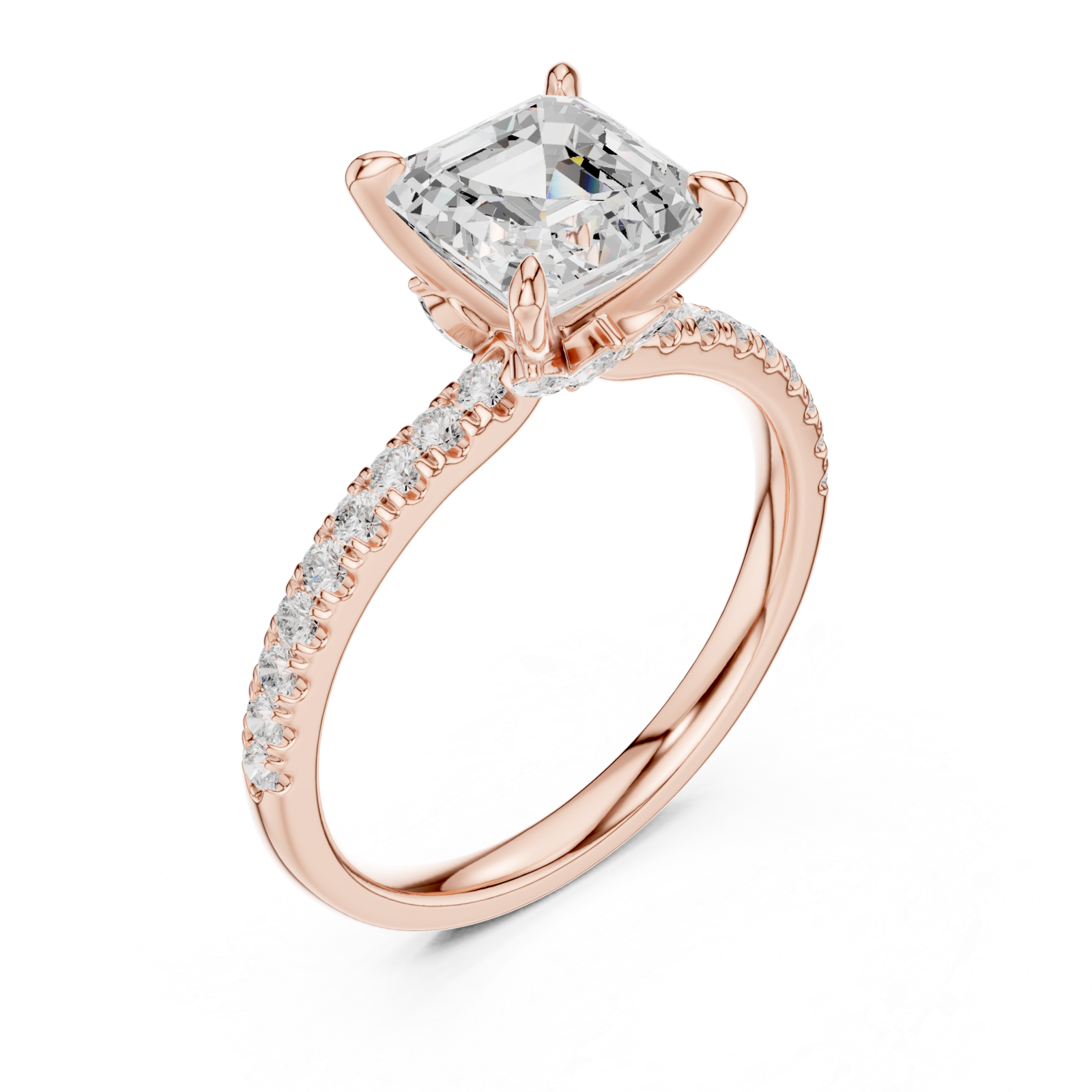  Rose Gold Graceful Allure Radiant Ring Right View