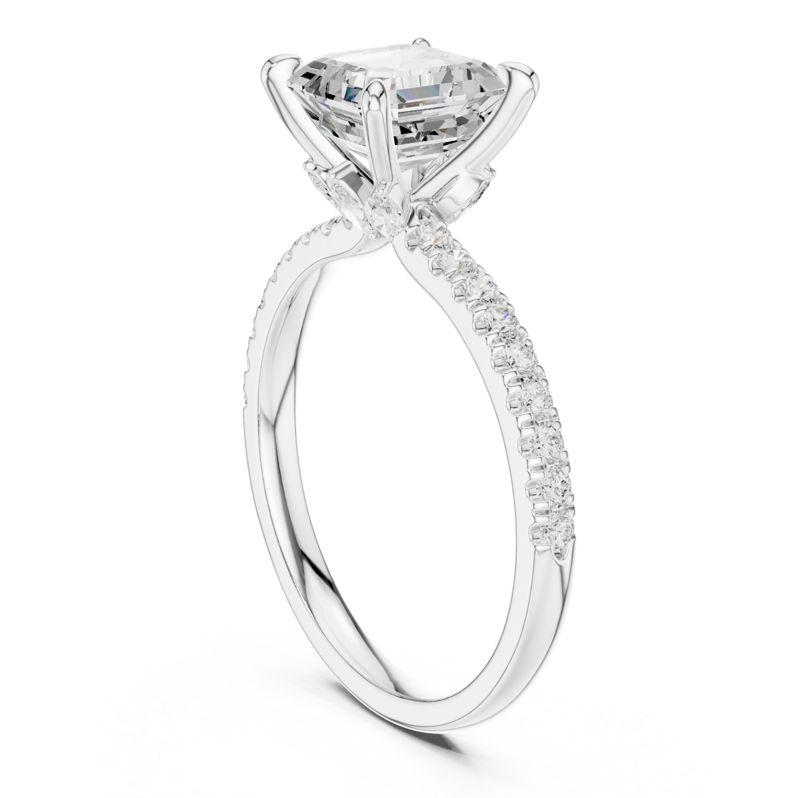  White Gold Graceful Allure Radiant Ring Left View
