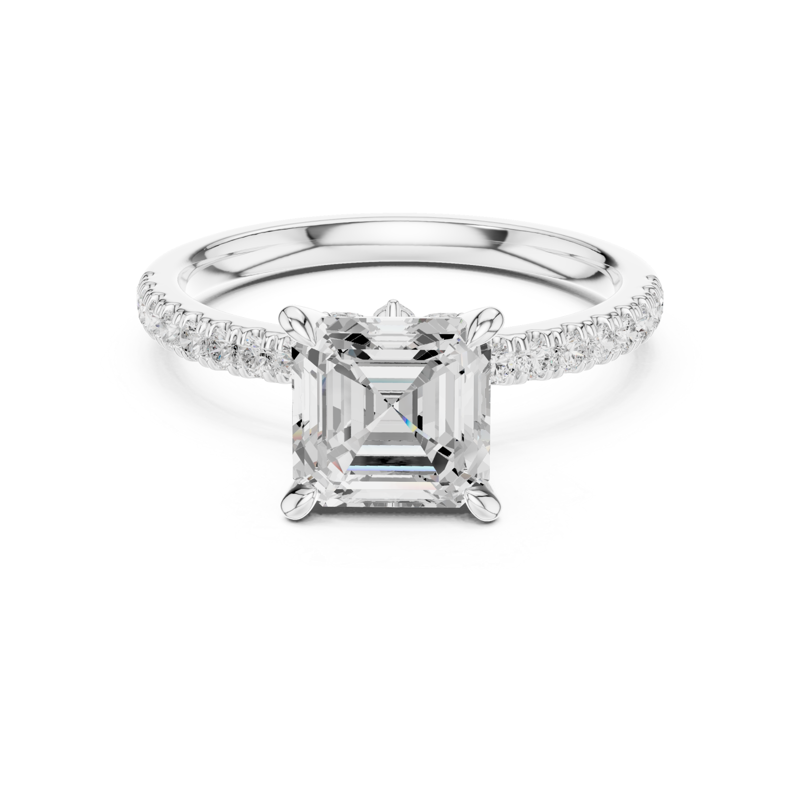  White Gold Graceful Allure Radiant Ring Front View