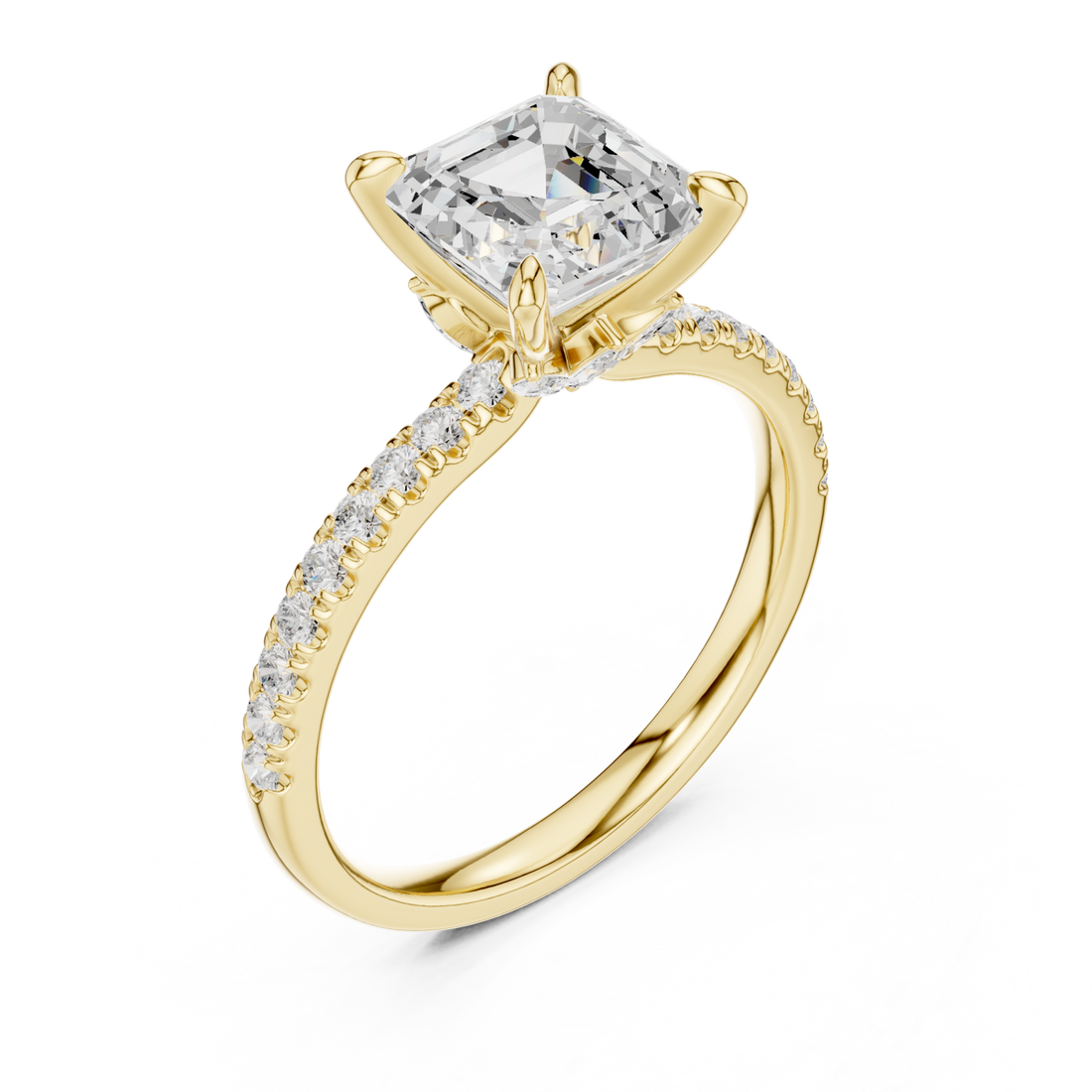 Gold Graceful Allure Radiant Ring Right View