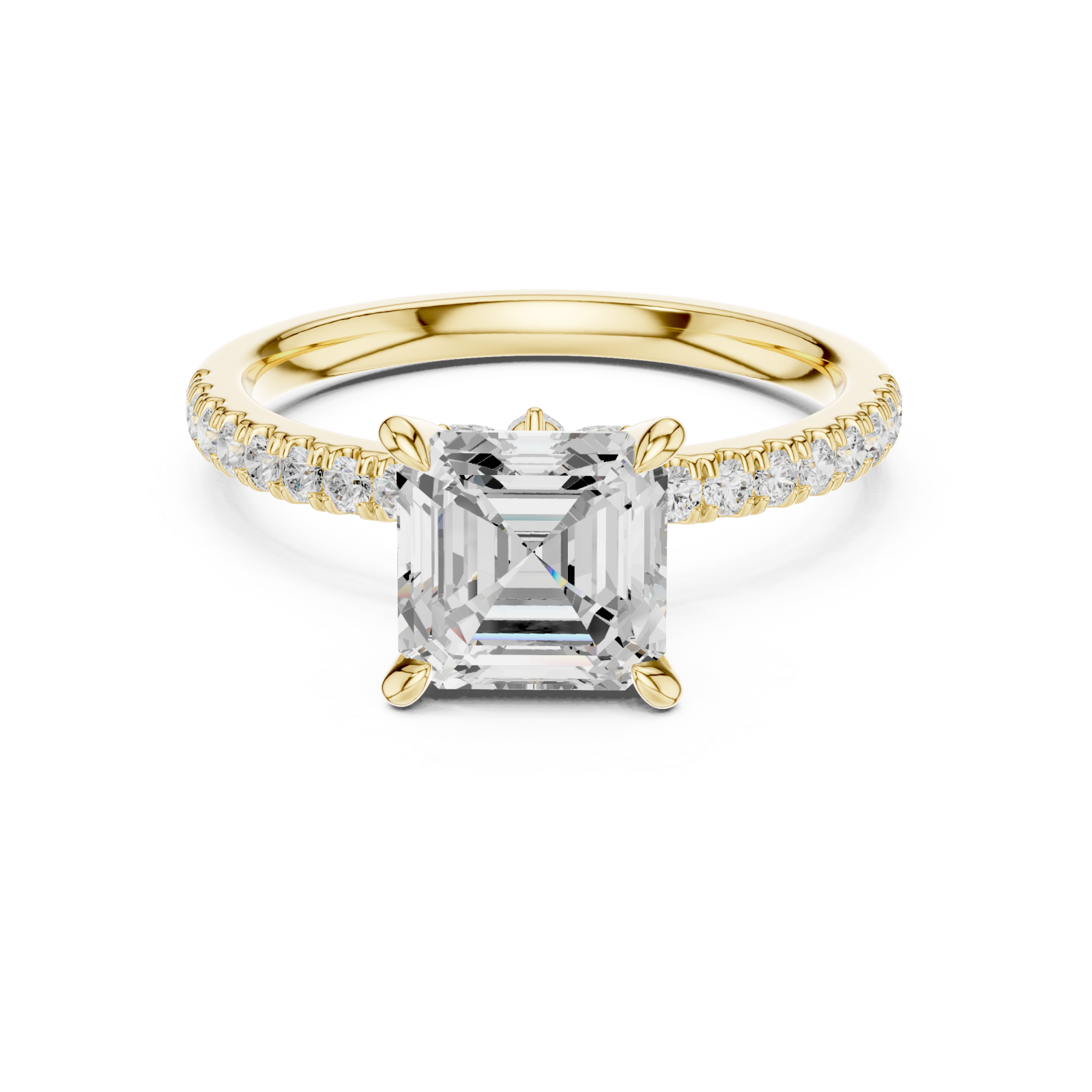 Gold Graceful Allure Radiant Ring Front View