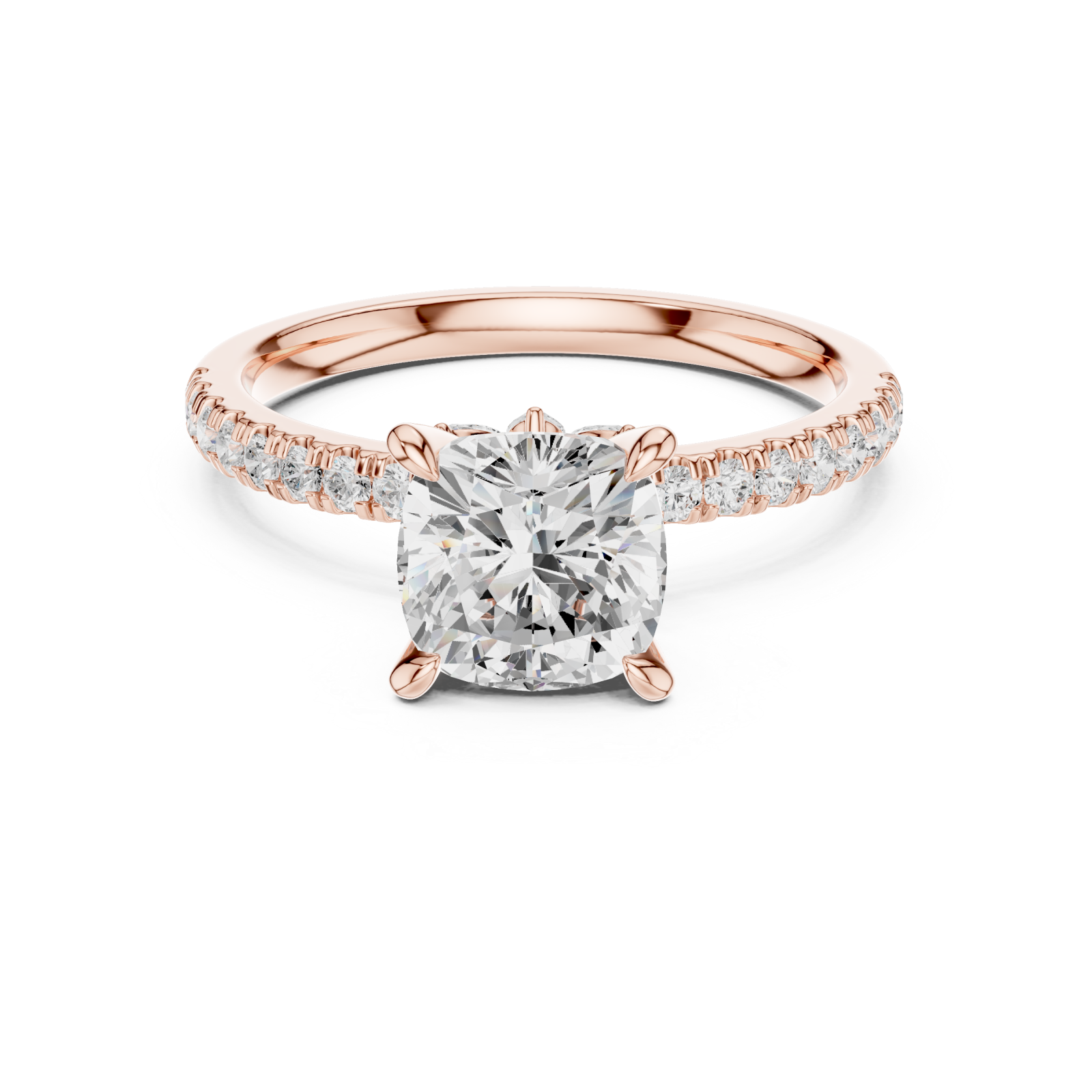  Rose Gold Petal Embrace Pavé Band Ring Front View