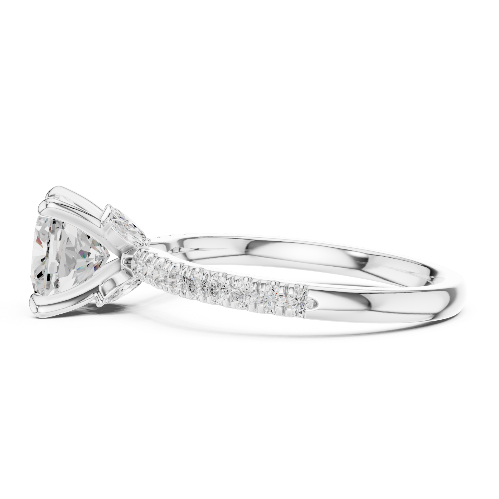  White Gold Petal Embrace Pavé Band Ring Side View