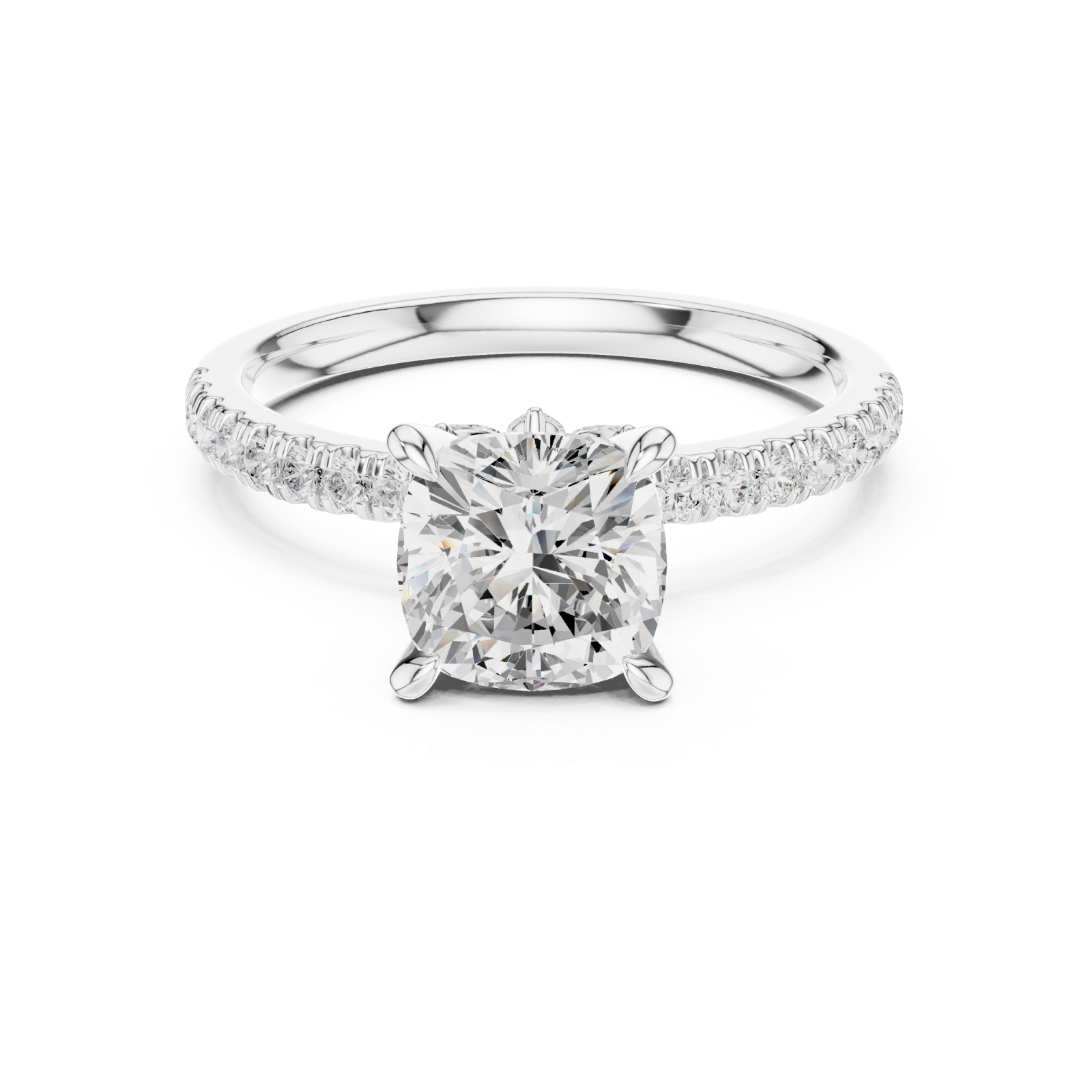  White Gold Petal Embrace Pavé Band Ring Front View