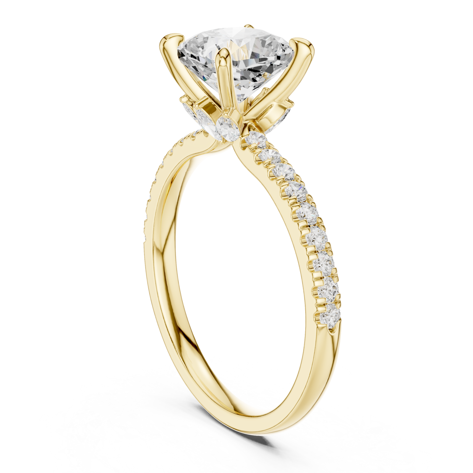  Gold Petal Embrace Pavé Band Ring Left View