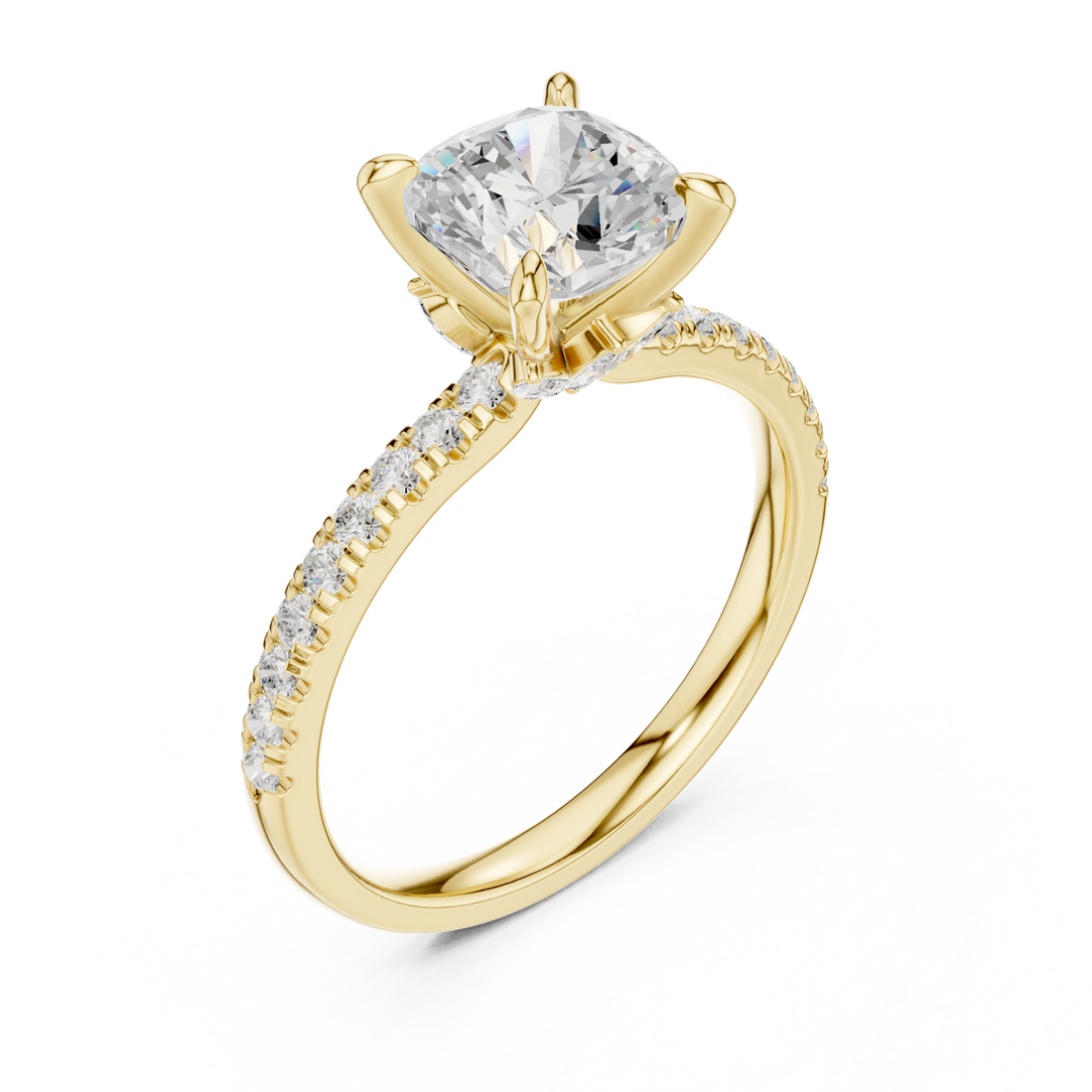 Gold Petal Embrace Pavé Band Ring Right View