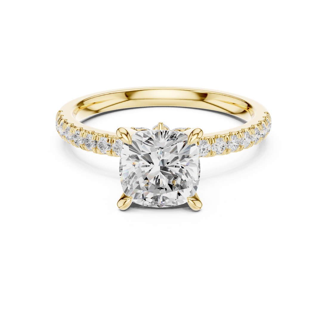 Gold Petal Embrace Pavé Band Ring Right View
