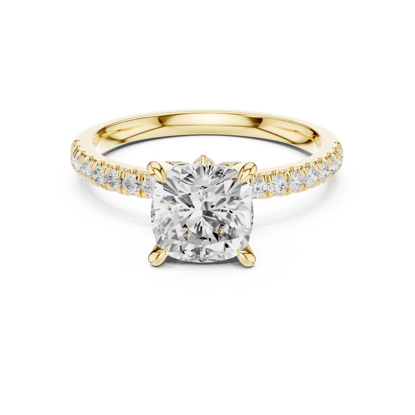  Gold Petal Embrace Pavé Band Ring Front View