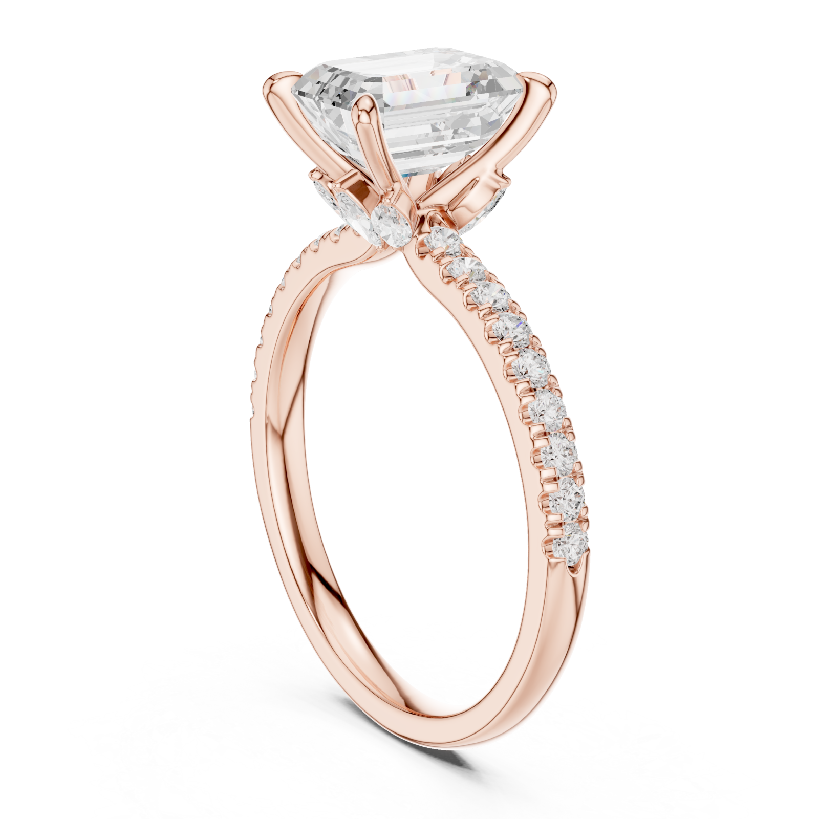  Rose Gold Radiance Line Pave Set Engagement Ring Left View