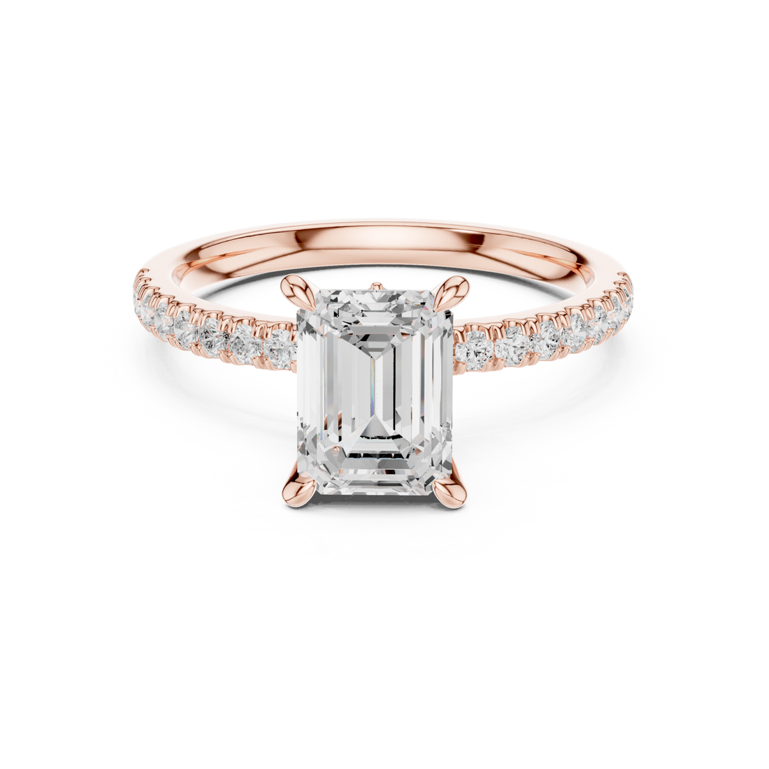  Rose Gold Radiance Line Pave Set Engagement Ring Right View