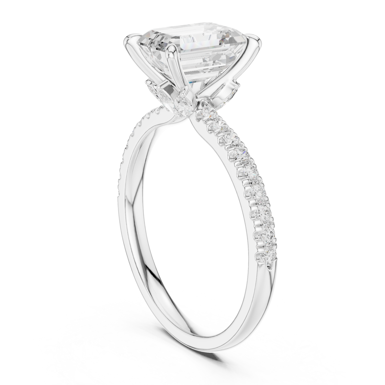  White Gold Radiance Line Pave Set Engagement Ring Left View