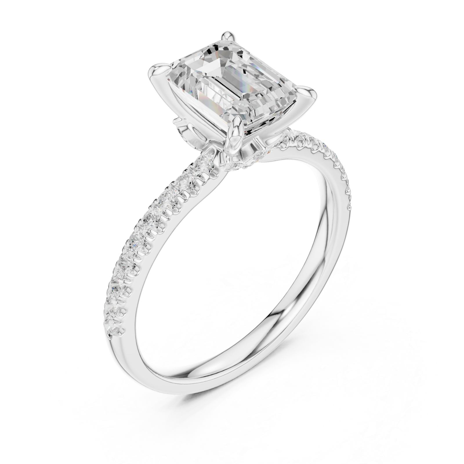  White Gold Radiance Line Pave Set Engagement Ring Right View