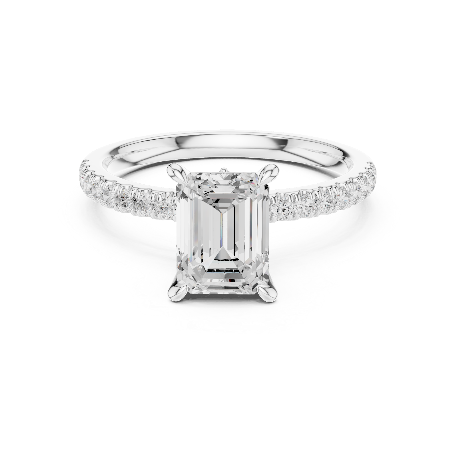  White Gold Radiance Line Pave Set Engagement Ring Front View