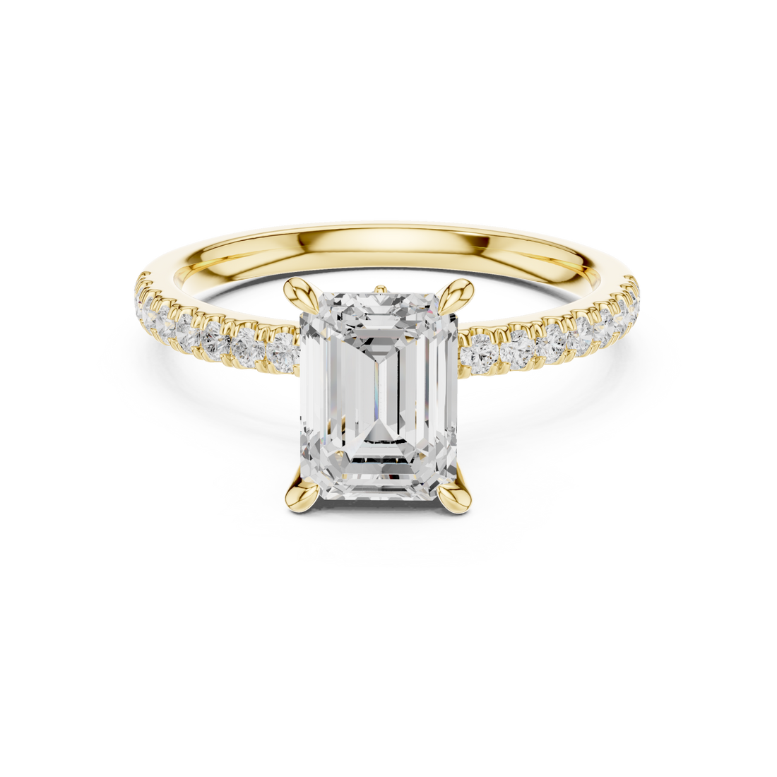 Gold Radiance Line Pave Set Engagement Ring Right View