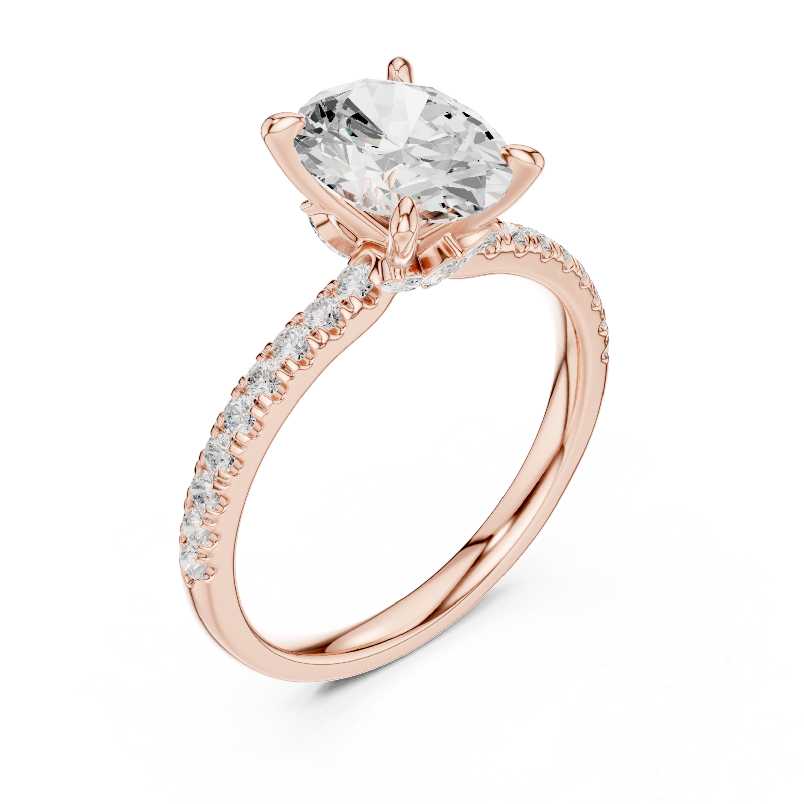  Rose Gold Graceful Sparkle Halo Engagement Ring Right View