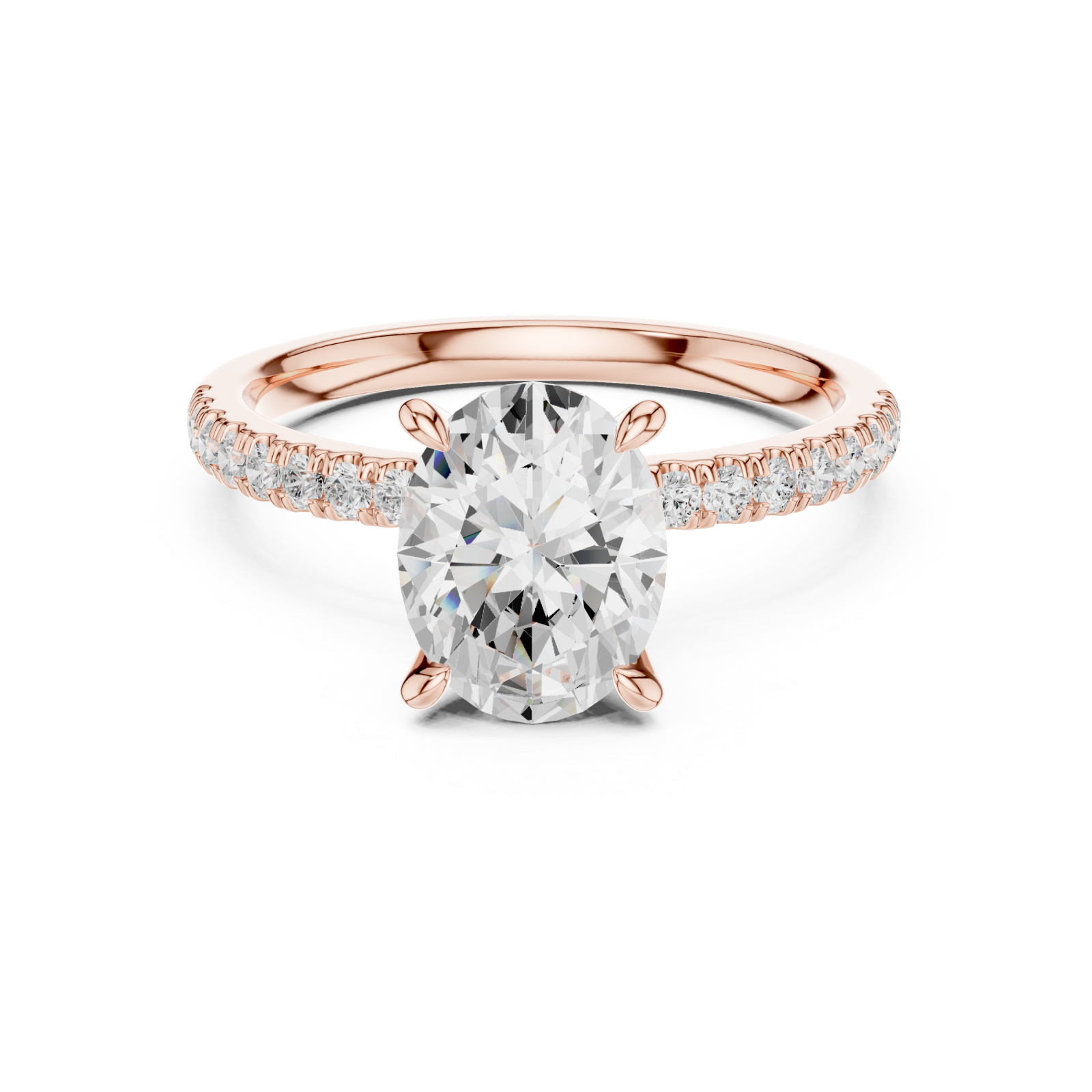  Rose Gold Graceful Sparkle Halo Engagement Ring Front View