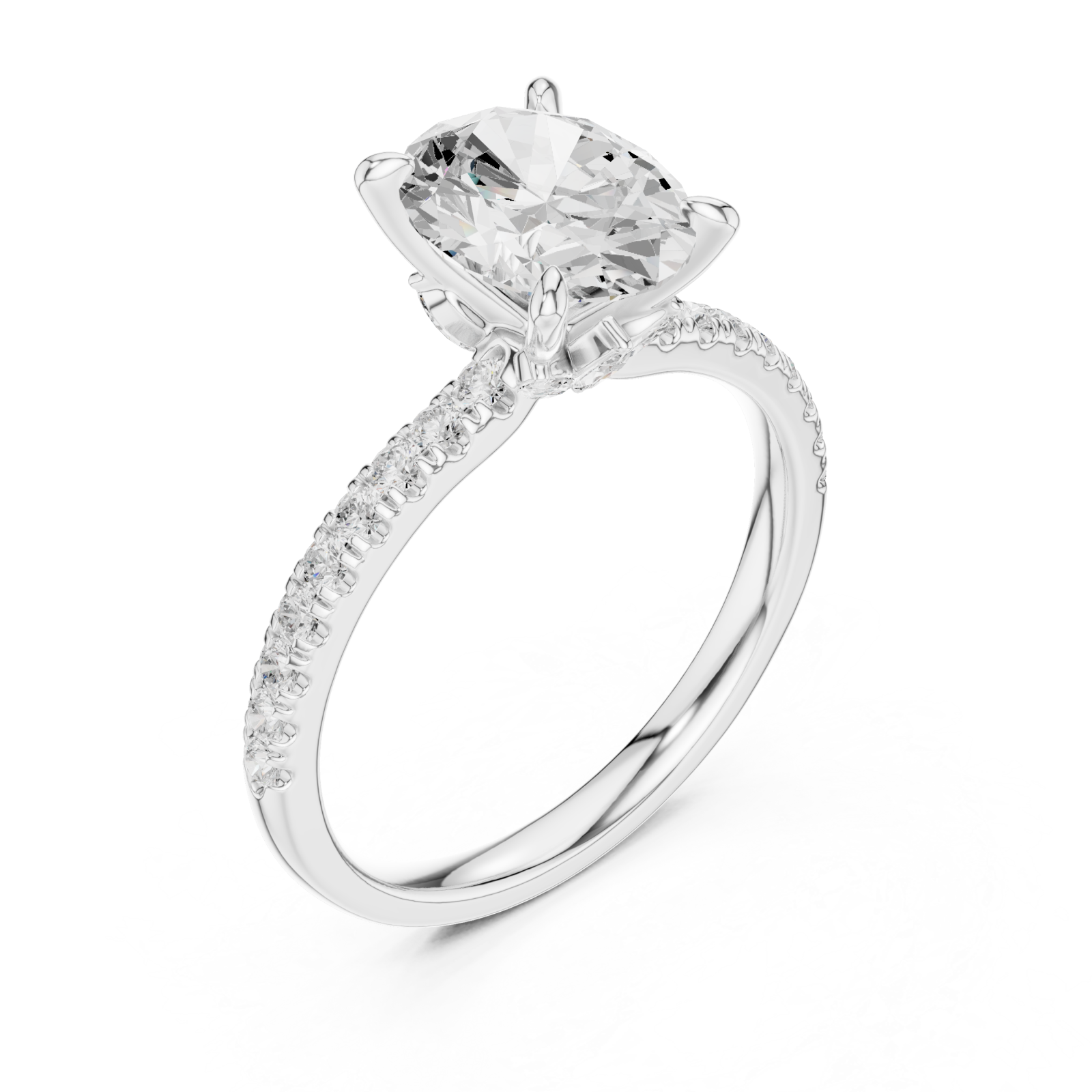  White Gold Graceful Sparkle Halo Engagement Ring Right View
